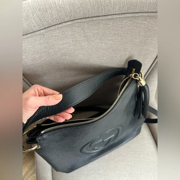 Gucci Black Pebbled Calfskin SoHo Hobo Bag Large - Picture 6 of 15